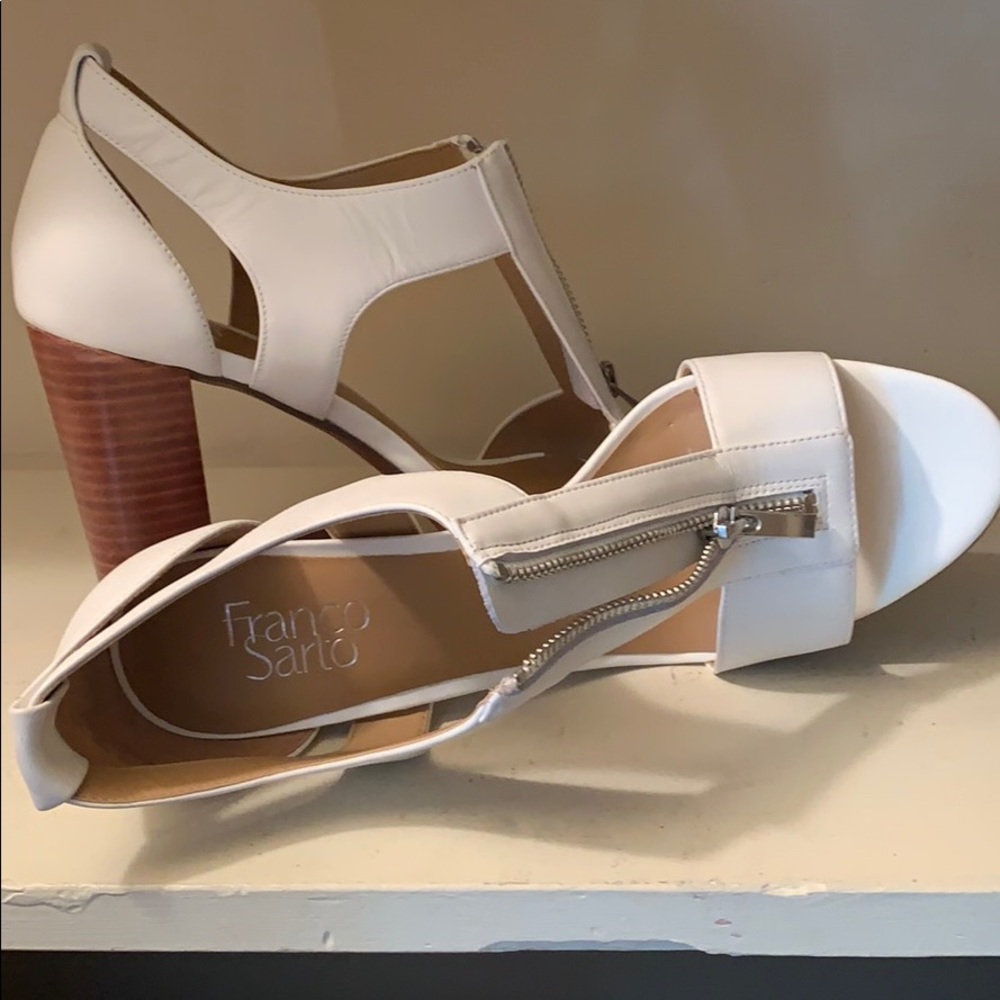 Franco Sarto NEW White leather Chunk heel sandal